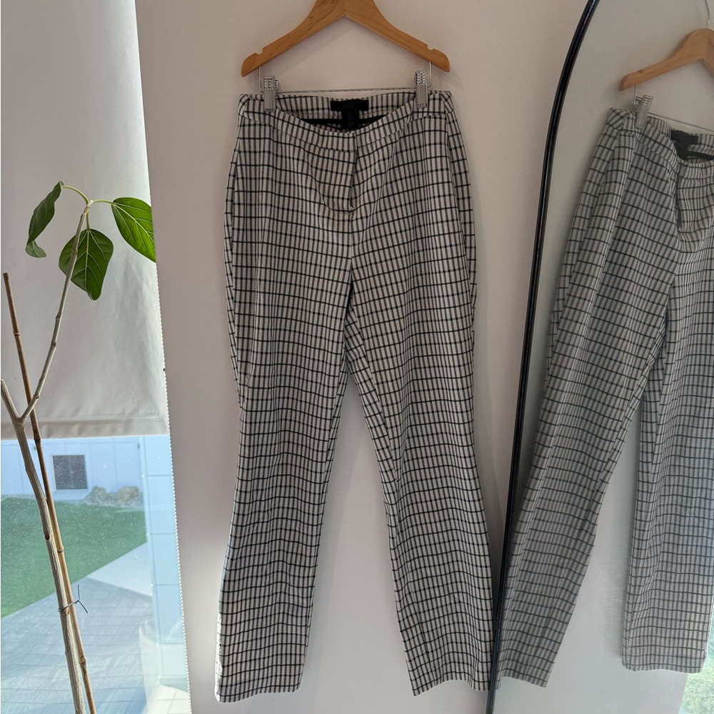 Monochrome Grid Straight Leg Pants